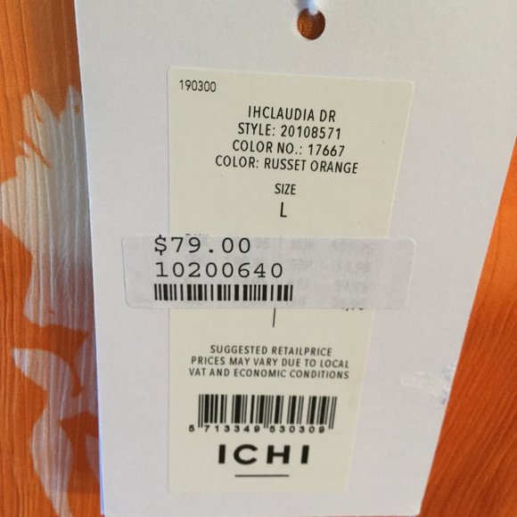 NWT ICHI orange floral dress - Picture 6 of 6